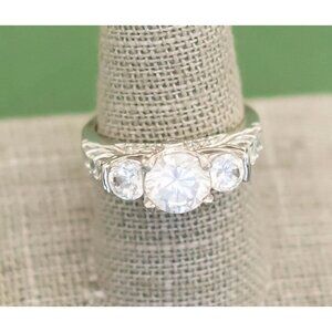 Vintage Victorian Sterling Silver Gemstone Ring Size 9 K10